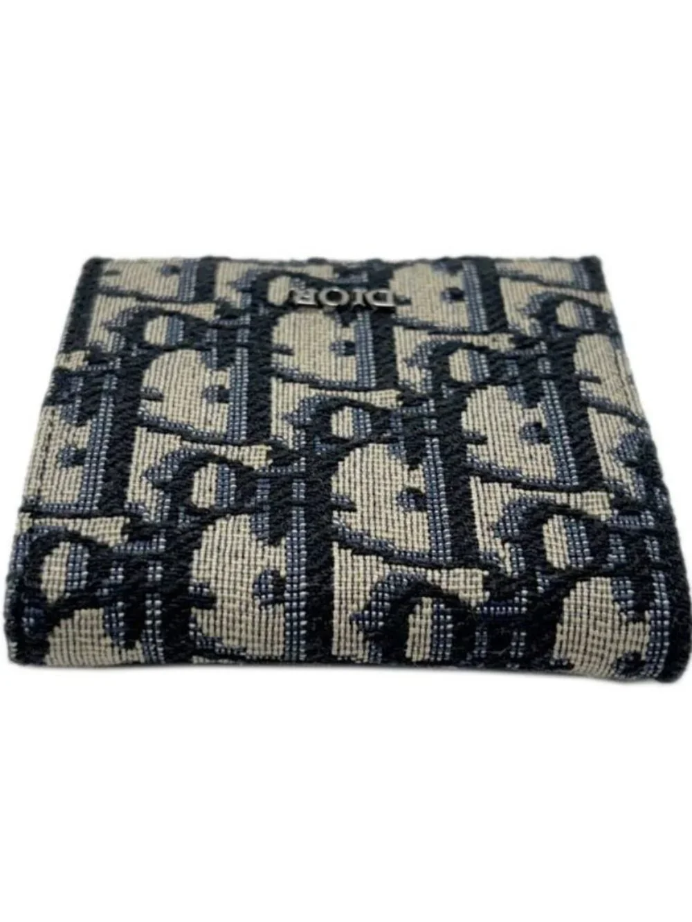 Dior Boxshape Coin Purse White Jacquard Navy Beige Black
